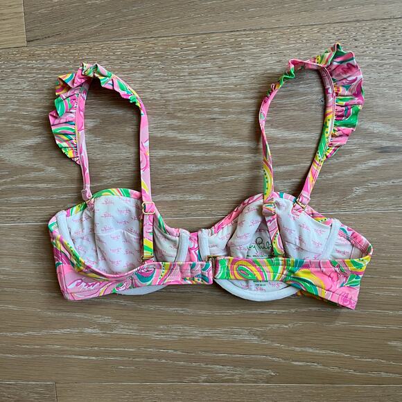 Lilly Pulitzer Flamingo Bikini Top Pink Ruffles XS - Picture 3 of 6